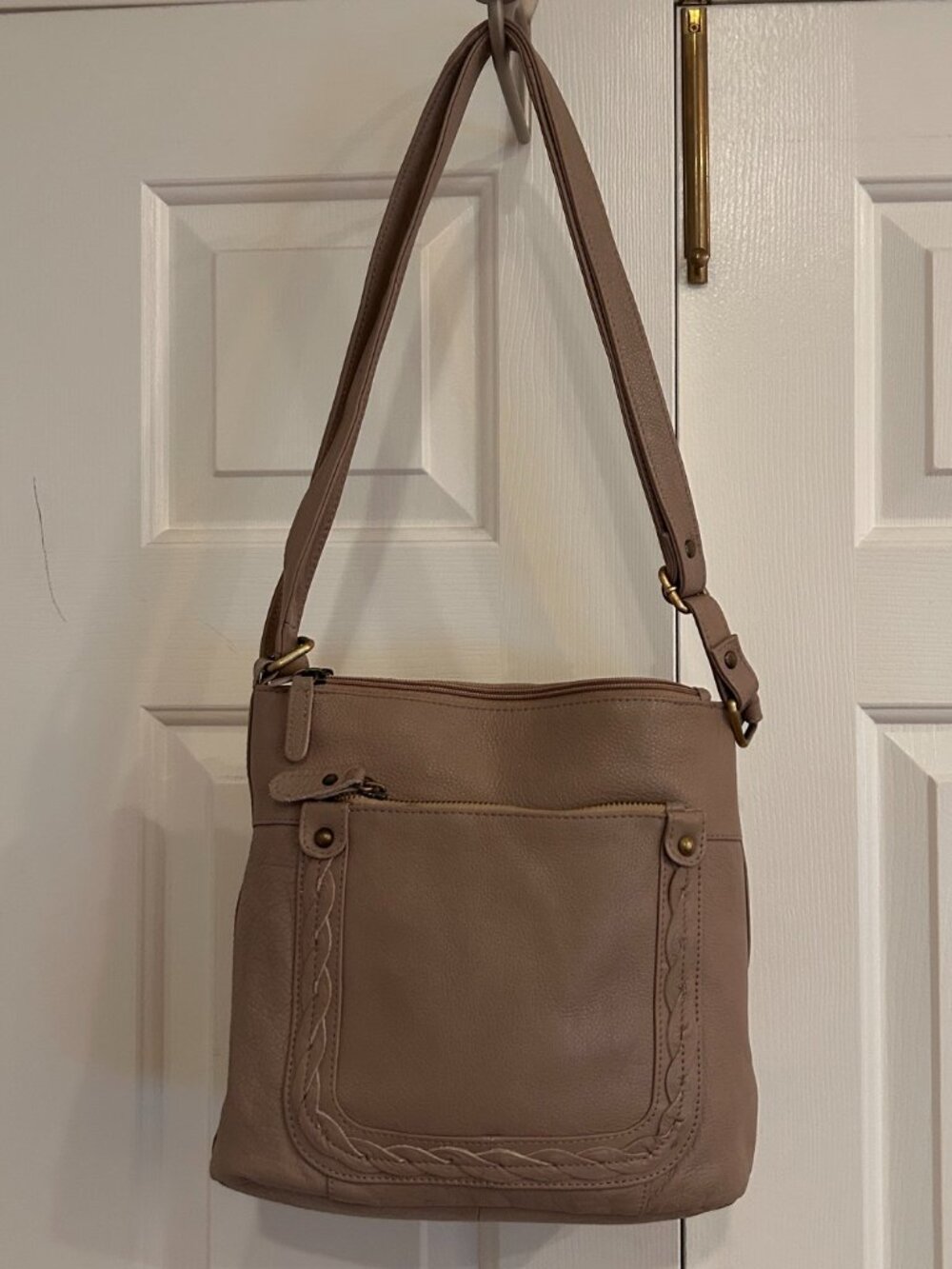 Beige Tan Leather Satchel Shoulder Strap Purse Bag Great American Leather Works